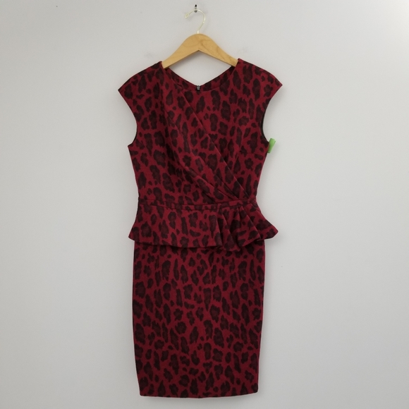 Karen Millen Wool Blend Peplum Sheath Dress - Picture 1 of 9